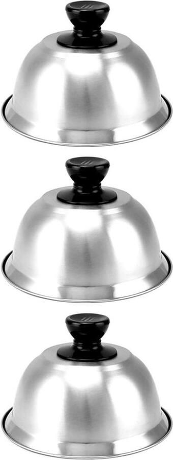 3-delige Burger Caps Set met Burgerbel RVS Handvat 16 x 10 cm Ideaal voor Burgers en Steak Grillen