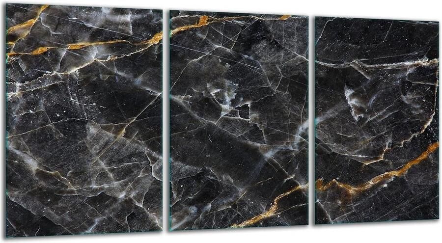 3-Delige Glazen Afdekplaat voor Keramische Kookplaat 30 x 52 cm Gehard Glas Marmeren Afwerking Universele Bescherming Antislipvoetjes Hygiënisch Veelzijdig Als Snijplank en Dienblad Gebruik