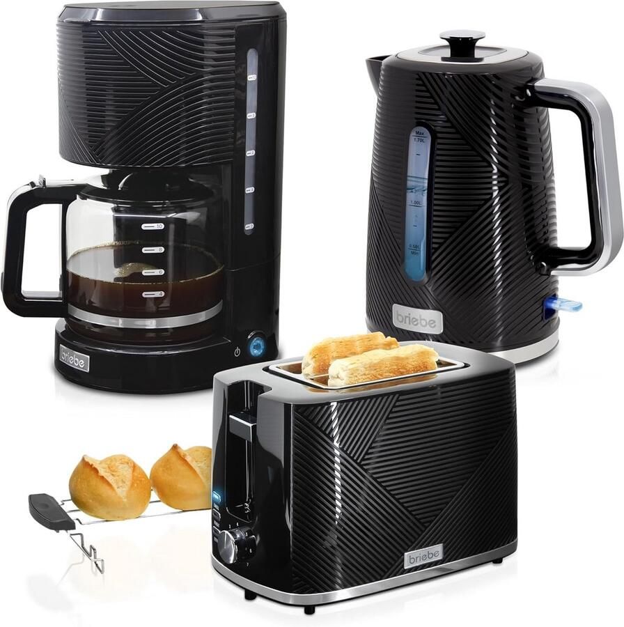 3-Delige Keuken Set: Broodrooster Elektrische Waterkoker en Filter Koffiezetapparaat
