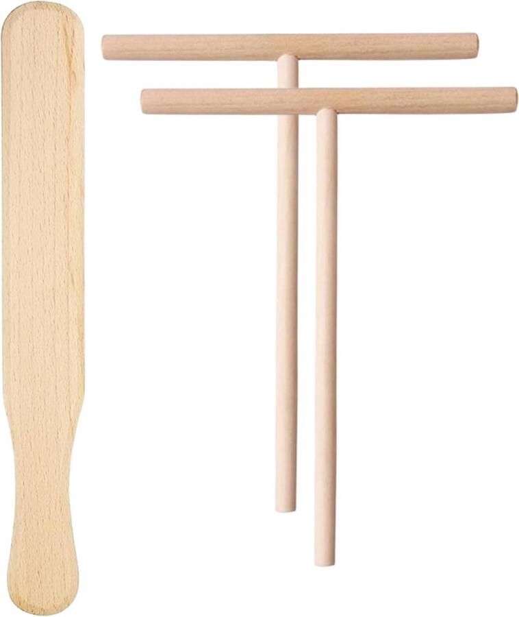 3-delige Pannenkoekenset met Spatel en Verdeler van Beukenhout – Perfect voor Pannenkoeken