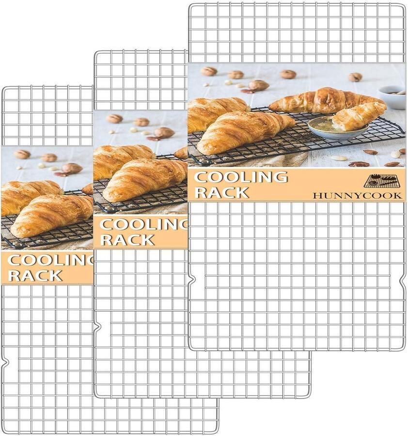 3-delige set afkoelrooster van roestvrij staal voor bakken en grillen 40 2 cm x 25 cm perfect voor keuken en oven
