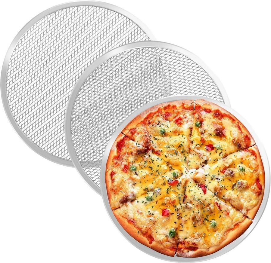3 Delige Set Aluminium Pizzaschermen 30.5 cm Ronde Anti-aanbak Bakvorm voor Oven