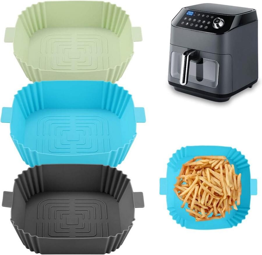 3-delige Siliconen Airfryer Bakvorm Set Hittebestendig en Antiaanbak