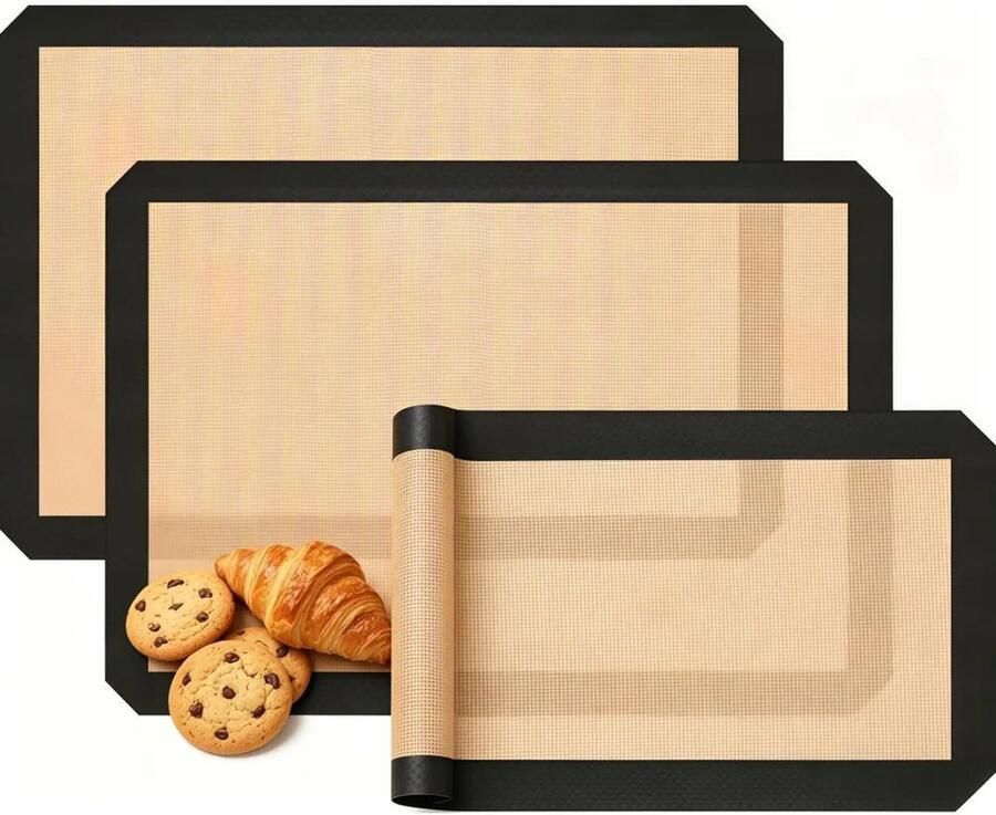 3-delige siliconen bakmattenset herbruikbare bakplaat siliconenmat antiaanbaklaag antislip kneedmat hittebestendige bakmat