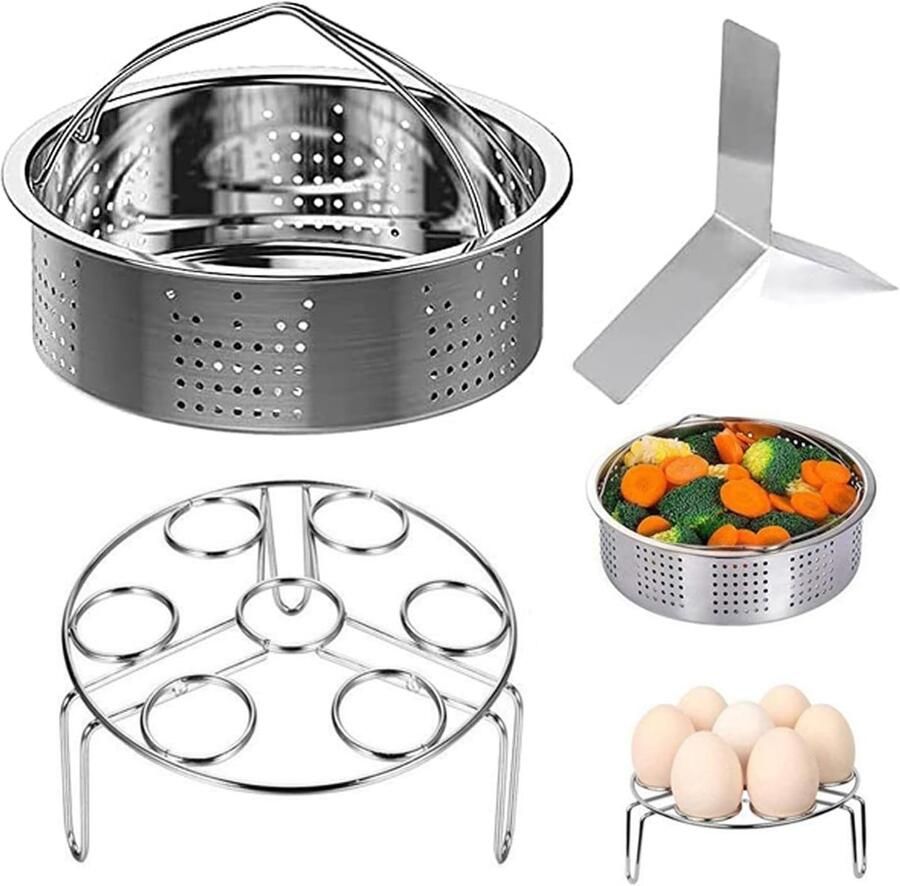 3-delige Stoomkoker Rack Set voor Eieren Inclusief RVS Stoomboiler en Separator Ideaal voor Stomen en Koken van Groenten