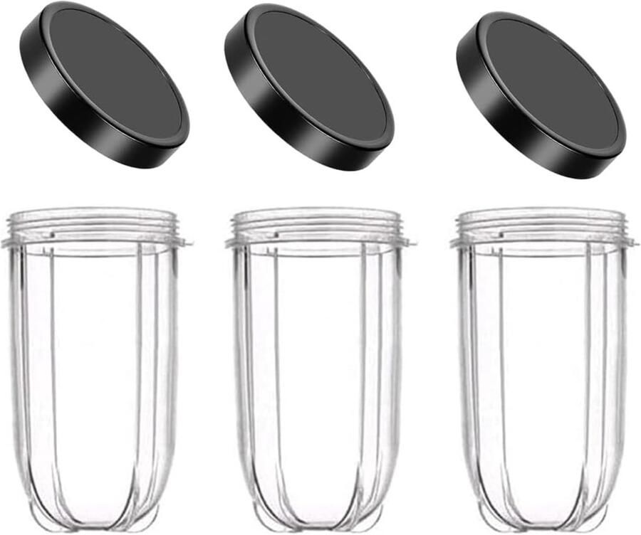 3 Stuks 16OZ Vervangende Bekers met Deksel voor Blender en Juicer Geschikt voor Mixers