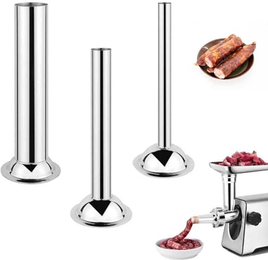 3-delige worsttrechter set van roestvrij staal handmatige worstvultrechter voor vleesmolen