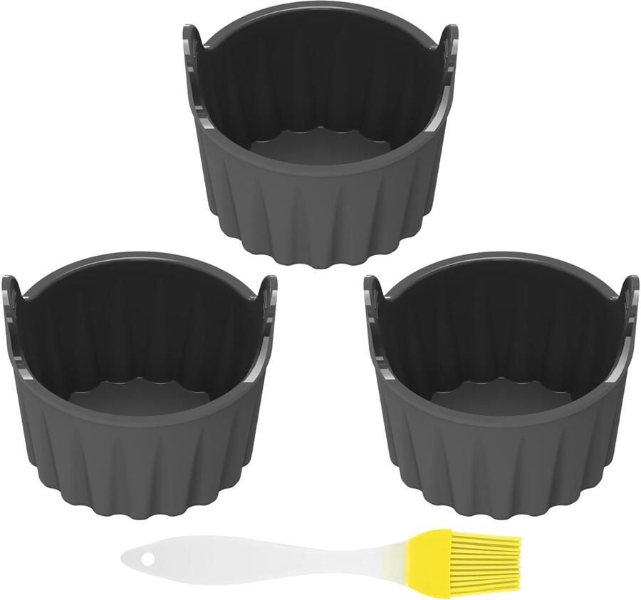 3 eiervormen voor de heteluchtfriteuse 1 oliepenseel scone-vorm voor de heteluchtfriteuse eiervormen om te bakken cupcakes