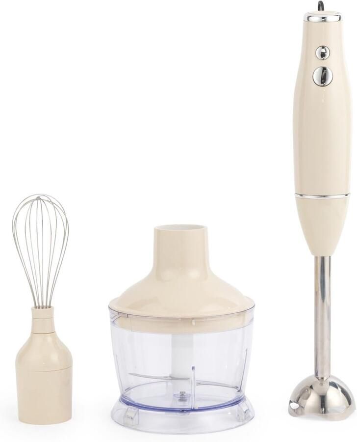 3-in-1 Blender Set Staafmixer Hakmolen Garde Snel Maaltijden Bereiden 600W Krachtige Motor 500ml Hakkom Crème