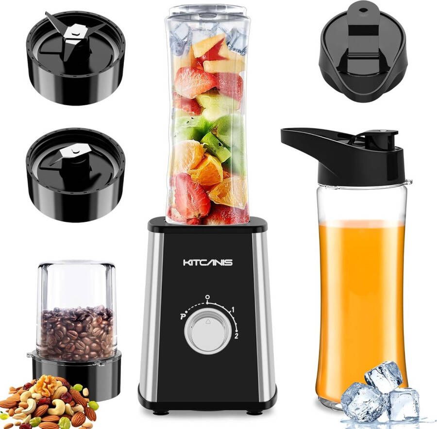 3-in-1 Blender Smoothie Maker 800W Mini Blender met 3 Snelheden en Draagbare Flessen