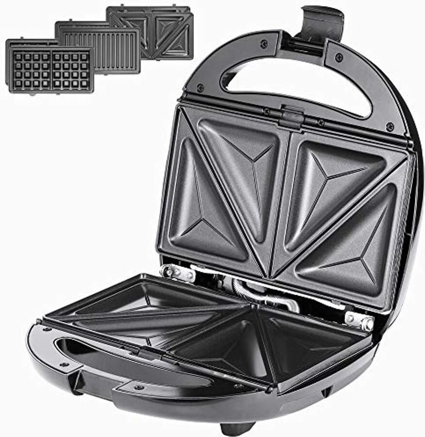 3-in-1 Contactgrill en Tosti Apparaat met Wafelijzer Elektrisch 800W