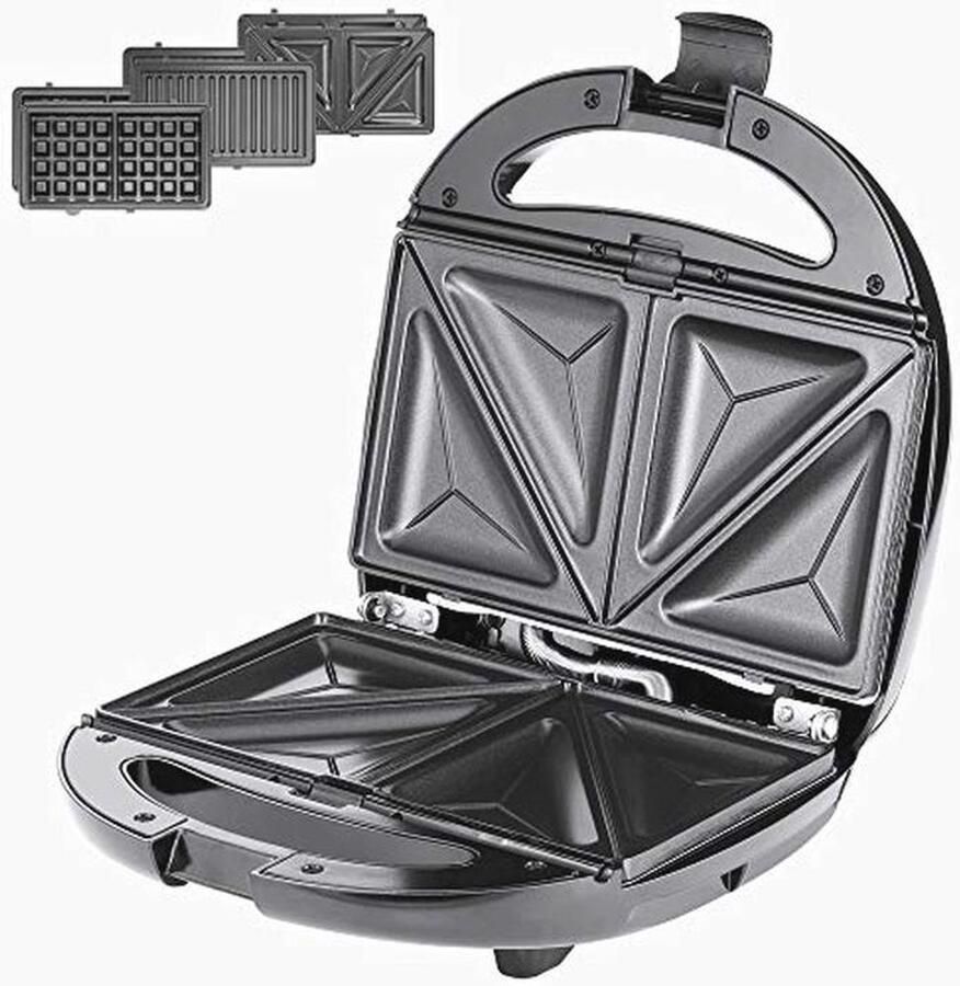 3-in-1 Contactgrill en Tosti Apparaat met Wafelijzer Elektrisch 800W