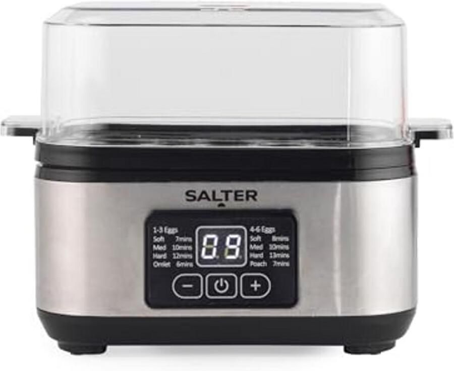 3 in 1 Digitale Eierkoker Elektrische Omelet Maker voor Perfect Gekookte en Gepocheerde Eieren 6 Eieren Capaciteit LED Display Compact en Inclusief Meetbeker en Stoomkom