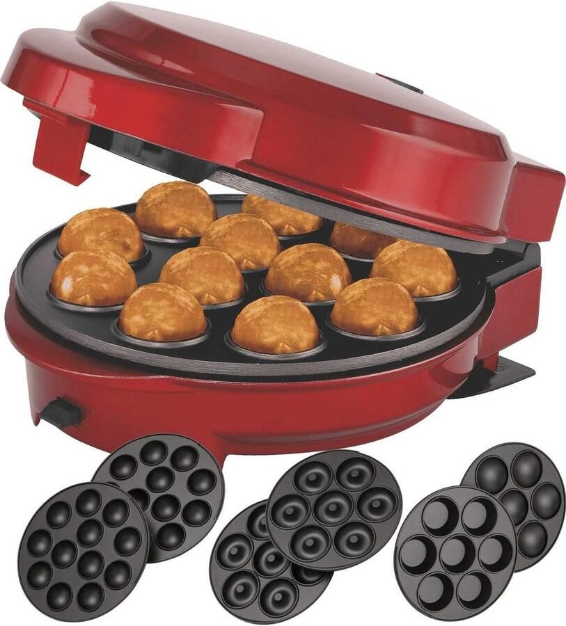3-in-1 Donut Muffin en Cake Pop Maker Rood Metallic