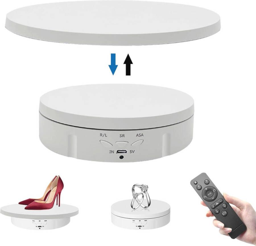 3-in-1 Draaiplateau met Afstandsbediening Gemotoriseerd 360 Graden Draaibare Stand voor Fotografie en weergave