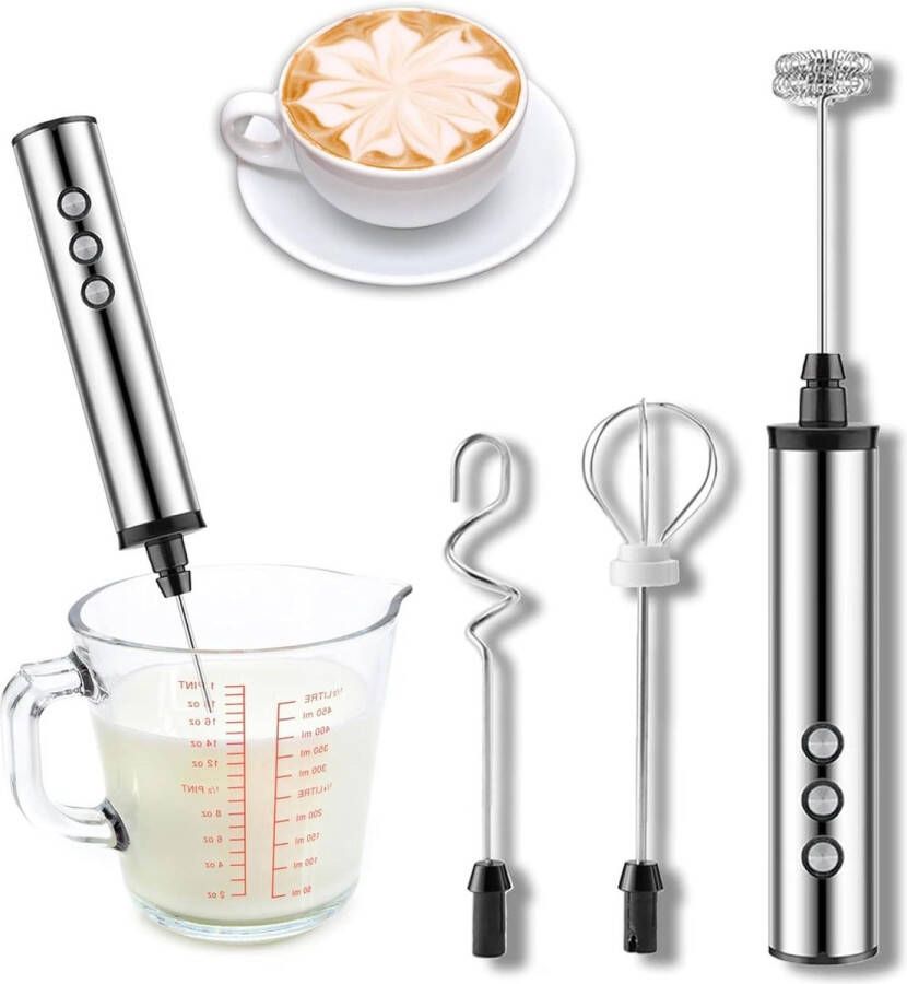 Senza Marchio 3-in-1 elektrische melkopschuimer gardes snelheden oplaadbaar mini-melkmixer USB-mixer eiermixer handmatige mixer melkkoffie cappuccino frappe mixer