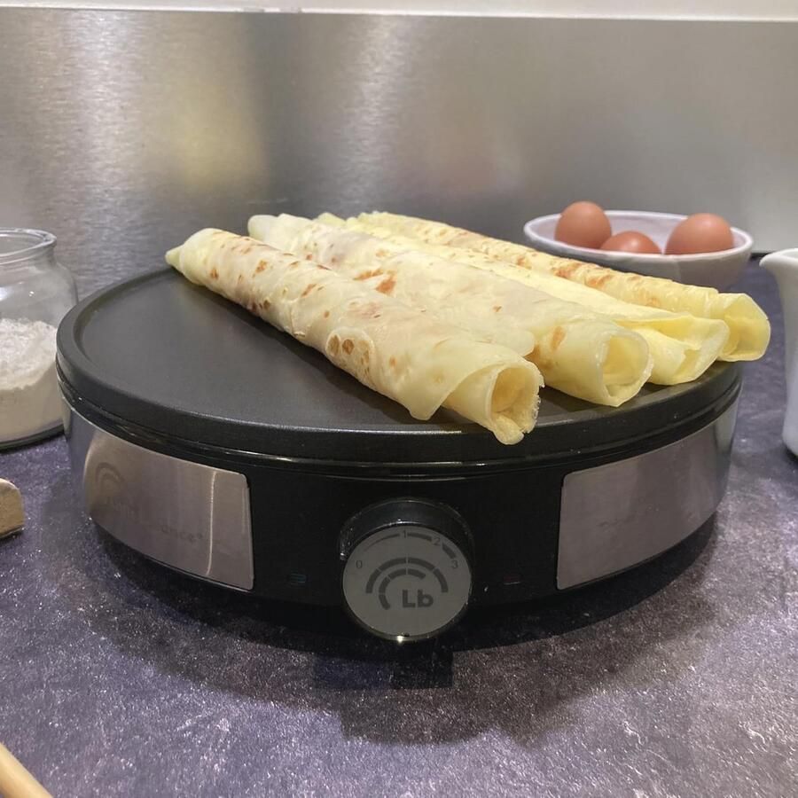 3-in-1 Elektrische Pannenkoekenpan voor Dunne Pannenkoeken Galetten en Plancha 1200 W Regelbare Thermostaat Roestvrijstalen Afwerking