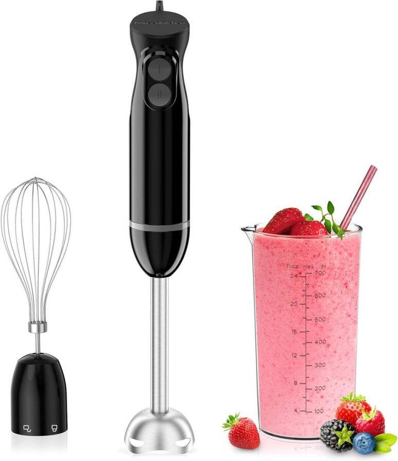 3-in-1 Elektrische Staafmixer met 1000W Motor en Maatbeker Perfect voor Milkshakes en Puree