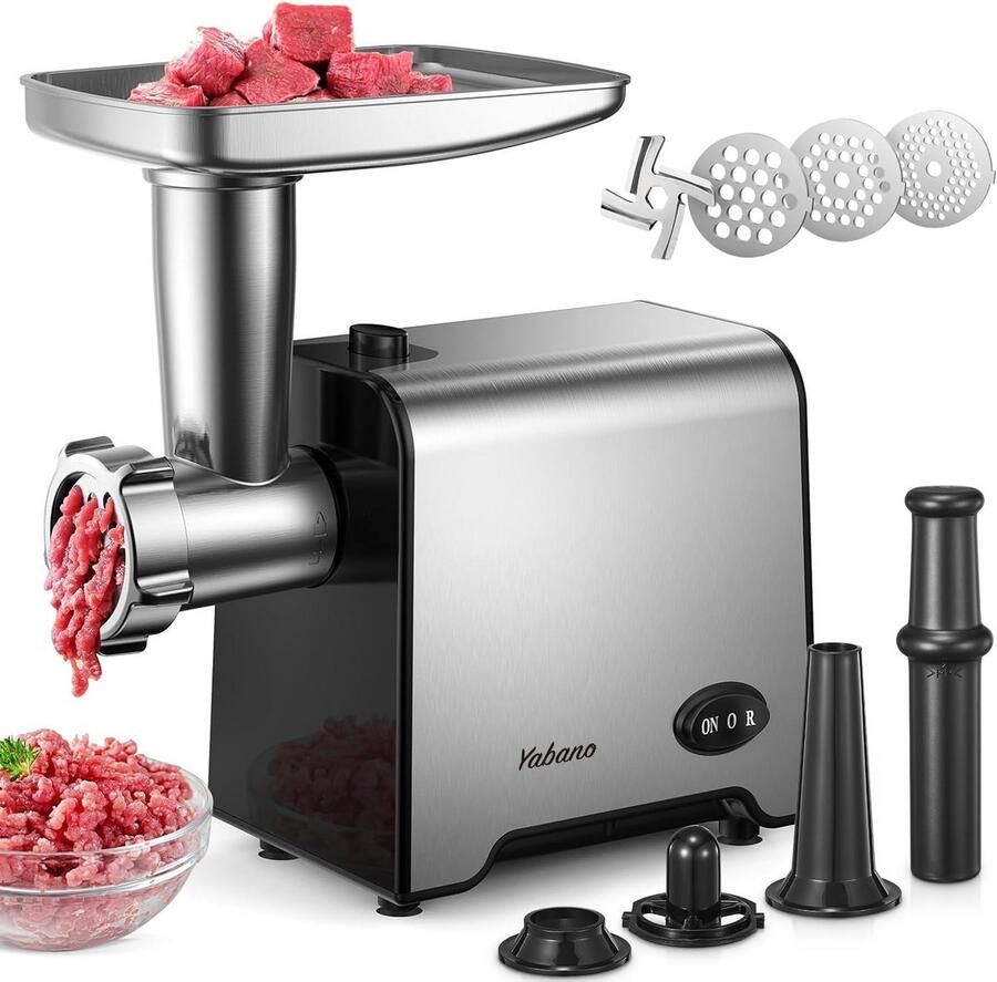 3-in-1 elektrische vleesmolen Vleesmachine met worstvuller en slijpplaten voor keuken en thuisgebruik