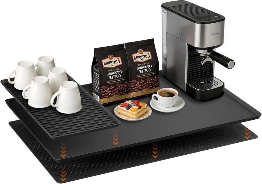 3-in-1 Koffiemachine Basisset met Antislip Siliconen Mat Afneembare Viltmat en Drainer Warmtebestendig en Vaatwasserbestendig voor Keuken en Bar Ideaal voor Koffieliefhebbers