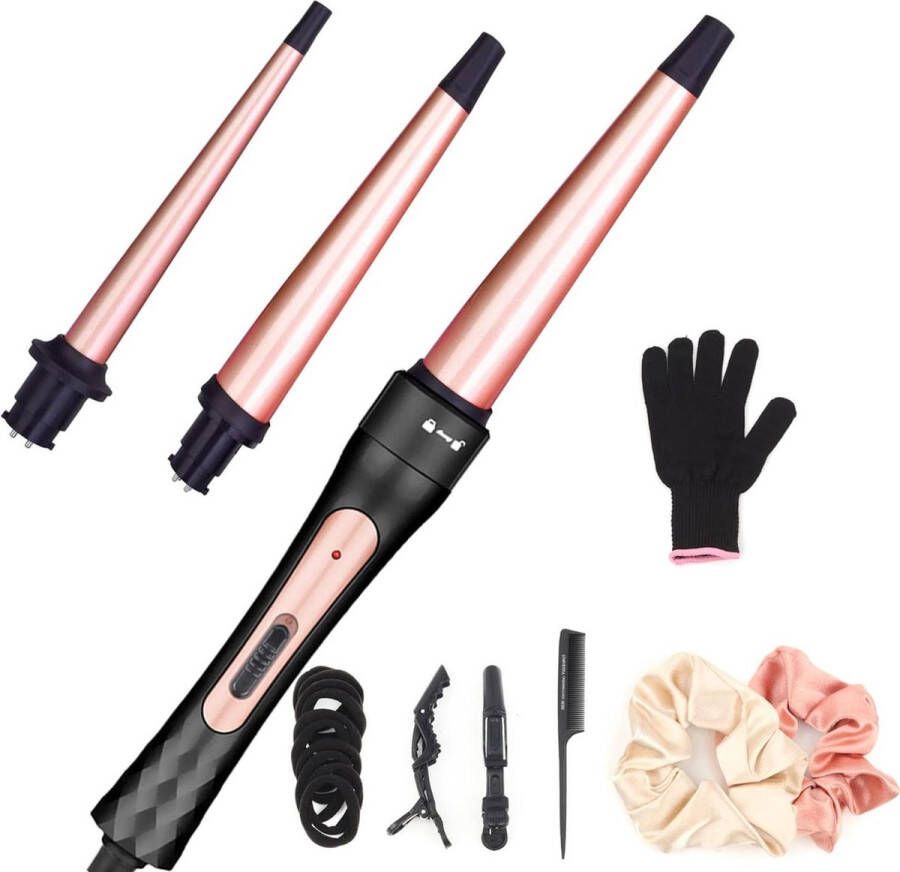 3-in-1 Krultang Set voor Krulstijlen Keramische Coating Snel Opwarmen Inclusief Accessoires
