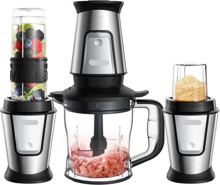 3-in-1 multifunctionele foodprocessor blender Nutribullet smoothiemaker hakmolen droogmolen 700W