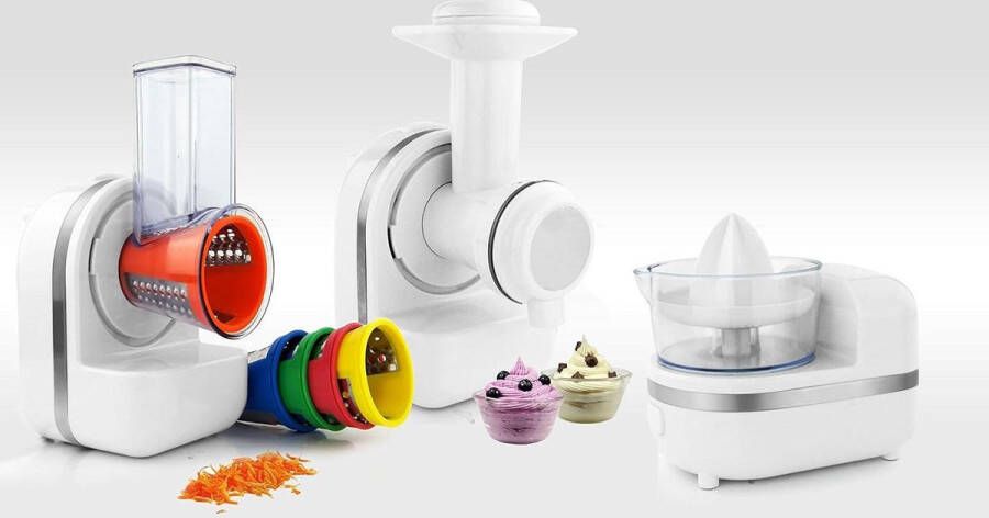 3-in-1 multifunctionele groentesnijder citruspers ijsmachine met 5 messen