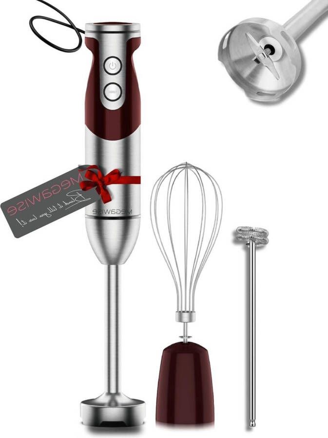 3-in-1 onderdompeling Hand Blender krachtig met 80% Sharper Blades 12-Speed Bedraad Blender Whisk Milk Frother Black Red