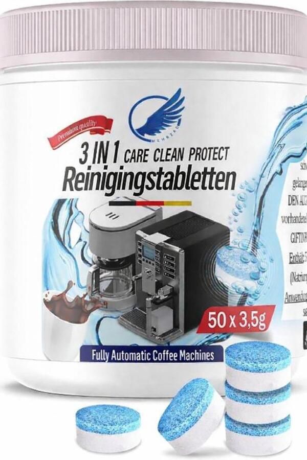 3 in 1 Reinigings tabletten Koffiemachine 50 stuks Vernieuwde 3 in 1 Care Clean Protect Formule Jura Siemens Bosch Krups Philips DeLonghi