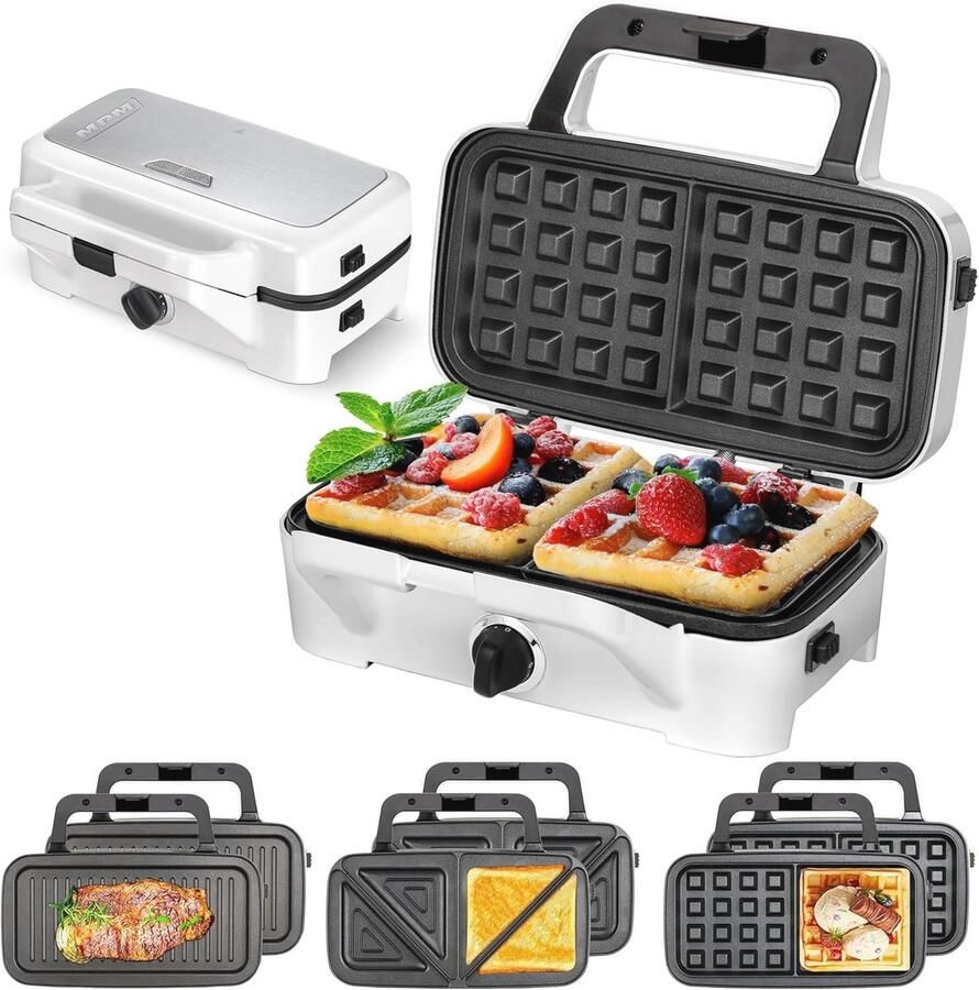 3-in-1 Sandwichmaker en Wafelijzer met Grillfunctie 1200 W