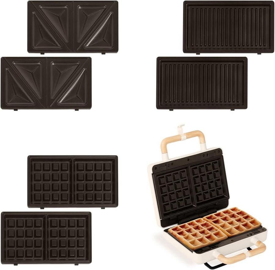 3-in-1 Sandwichmaker Grill en Wafelijzer met Verwisselbare Platen