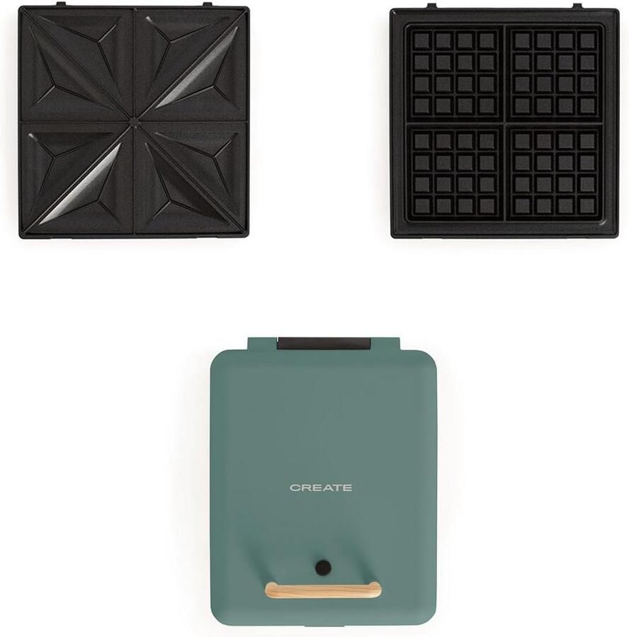 3-in-1 Sandwichmaker Grill en Wafelijzer Verstelbaar met 3 Platen