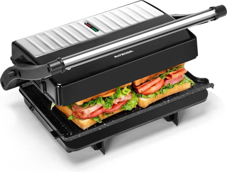 3-in-1 sandwichmaker met antiaanbaklaag 23 x 145 cm opening elektrische kookplaat 1000 W