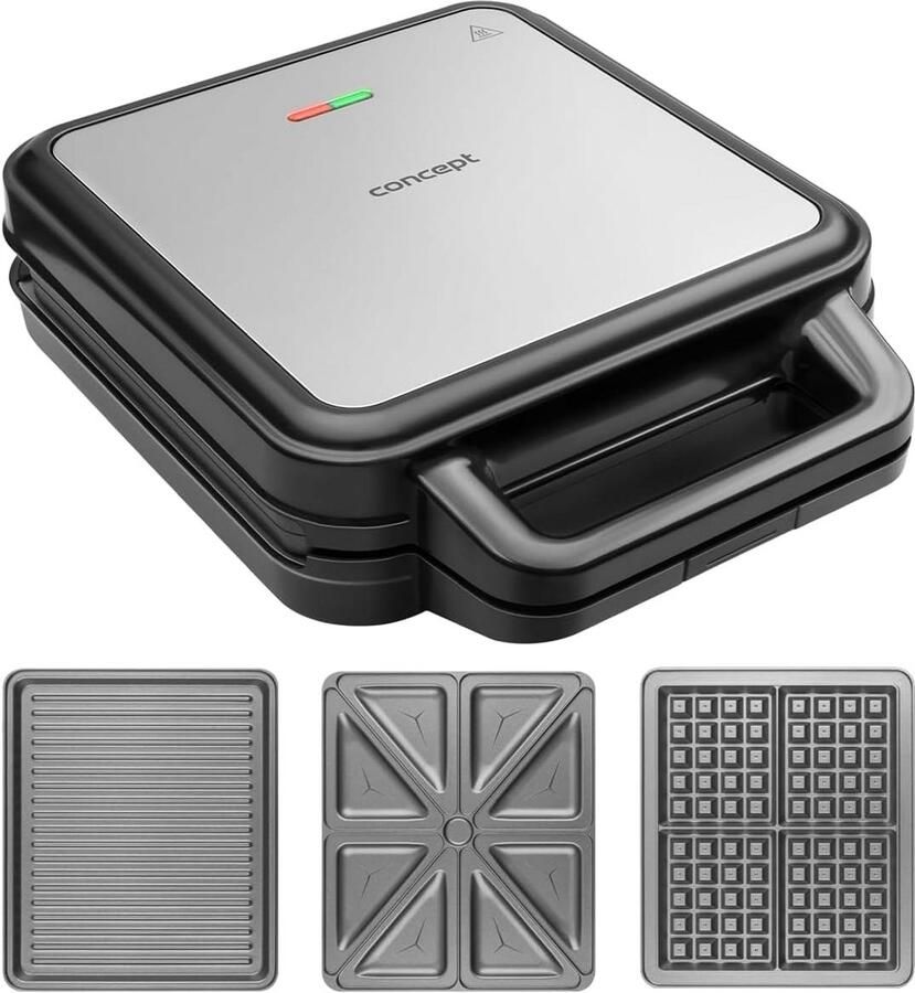 3-in-1 Sandwichmaker met Verwisselbare Platen: Tosti Wafel en Grill in één