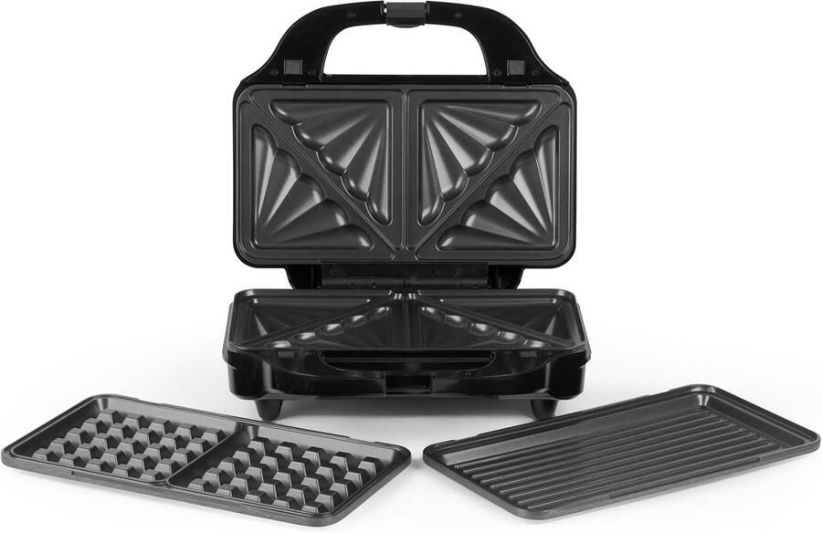 3-in-1 Snack Maker – Sandwich Toaster Waffle Maker en Panini Grill met Extra Grote Diepe Bakplaten Niet Plakkerig 900W Automatische Temperatuurregeling