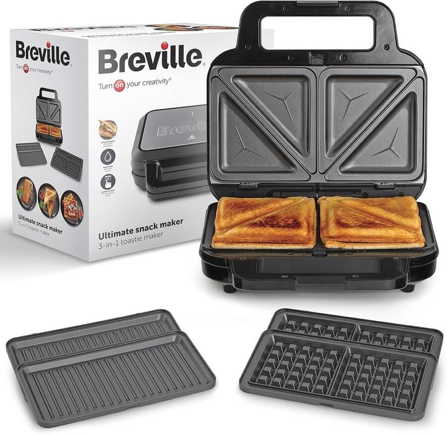 3-in-1 Snackmaker voor Toast Wafels en Panini Diepe Vulling en Antiaanbakplaten Kookaccessoire voor Thuis