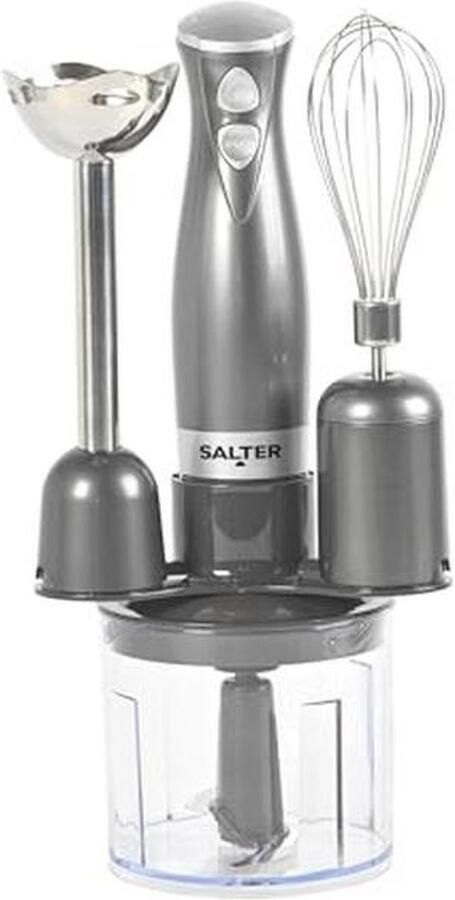 3-in-1 Staafmixer Mixen Kloppen & Hakken Voedselverwerker met RVS Messen 500ml Kom 2 Snelheden 350W