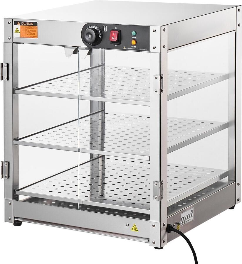 3-laags commerciële voedselverwarmer 800 W Voedselverwarmer met verlichting voor een betere presentatie van het voedsel temperatuurregeling van 30 ℃ ~ 85 ℃ 90 l