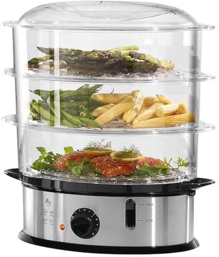 3-laags Familie-Voedselstomer met Timer en Rijstkom Gezond Koken met Stoom