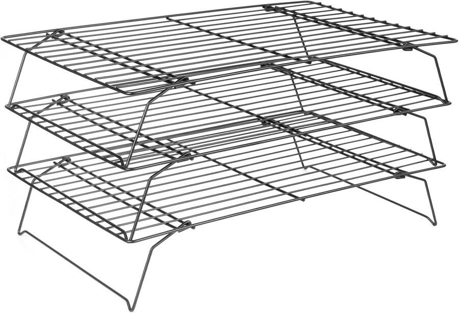 3-laags niet-klevend koelrek voor bakken en grillen inklapbare accessoires 40 x 25 cm