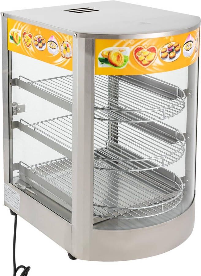 3-laagse thermostatische vitrine voor levensmiddelen commerciële warmhoudkast voor eiercake en meer