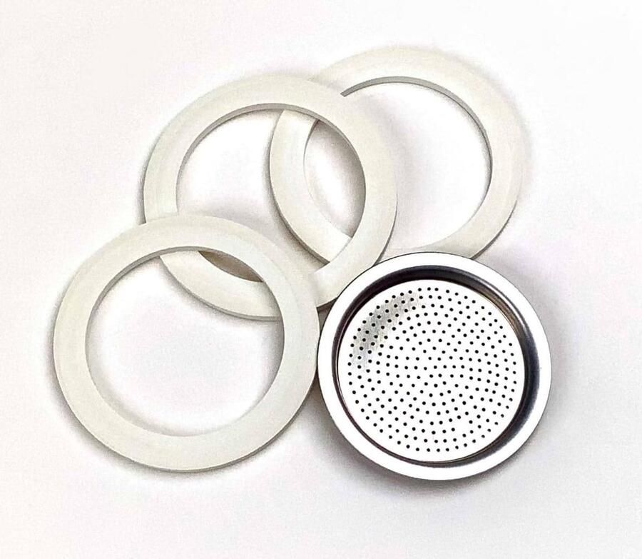 3 rubberen afdichtingen ringen+filter -vervanging- grootte 6 kop espresso koffiezetapparaat Moka Pot- 7 1 cm (6 kop)