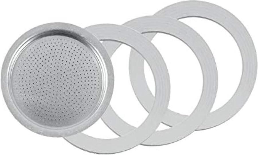 3 afdichtingen ringen van siliconen + filter – vervanging – maten 1 2 3 6 9 14 kopjes espressomachine mokka pot – 8 cm (9 kopjes)
