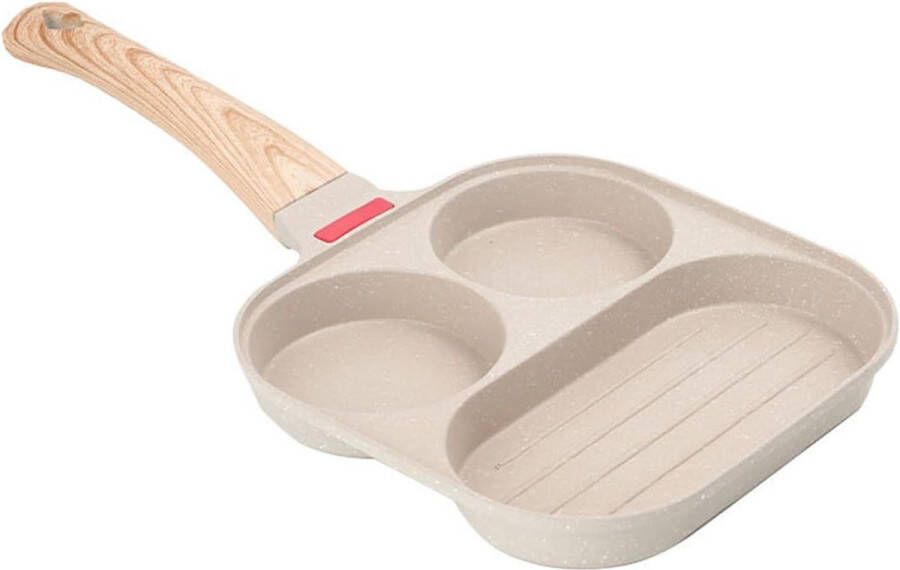 3 sectie anti-aanbaklaag eierpan voor ontbijt geschikt voor gasfornuis en inductiekookplaat