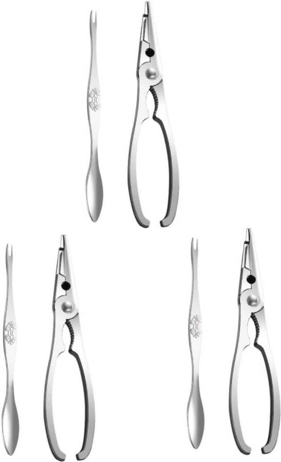 3 sets krabtangen & krabnaalden gereedschap voor het openen van schaaldieren roestvrij staal