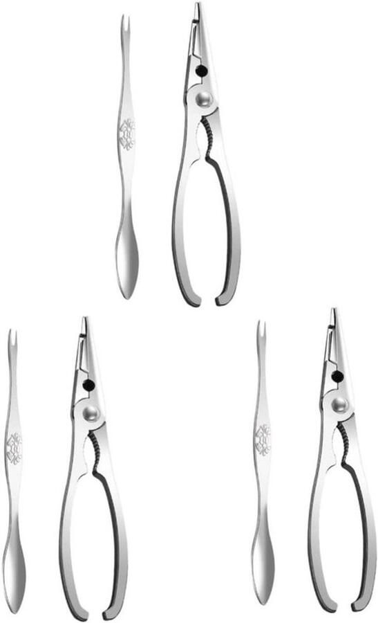 3 sets krabtangen & krabnaalden gereedschap voor het openen van schaaldieren roestvrij staal