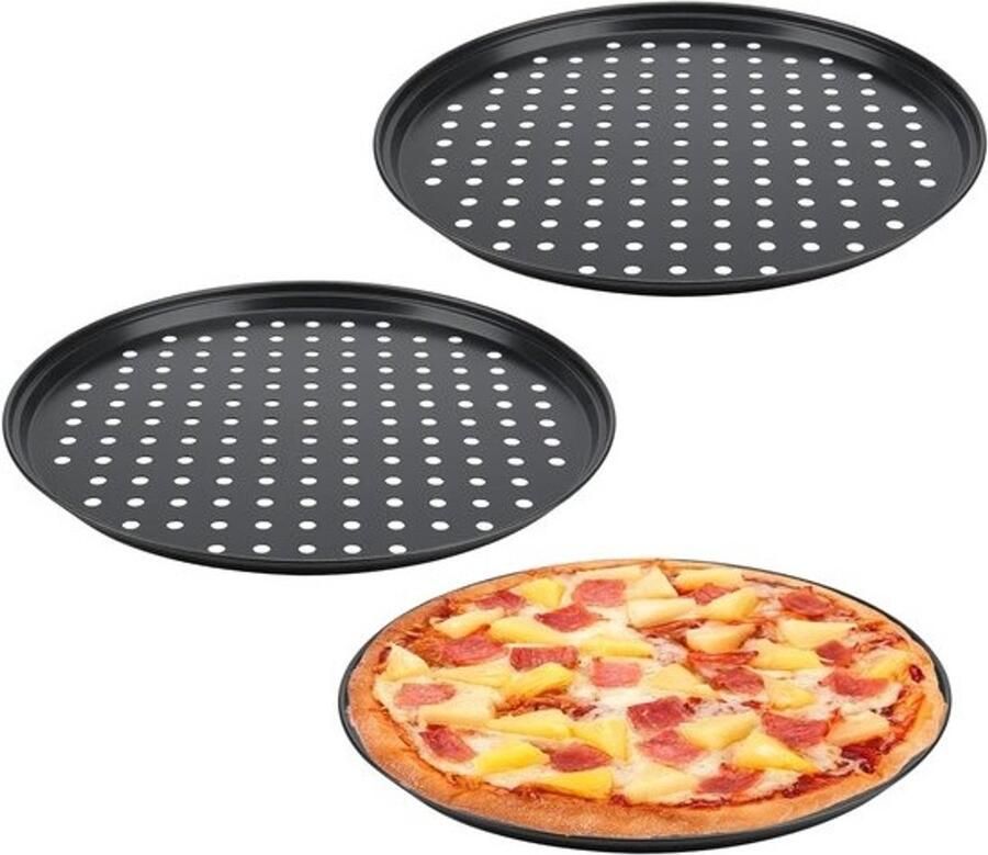 3 Stuks 12 Inch Pizza Tray 32cm Antiaanbak Pizza Pannen met Gaten Voor Oven Bakken