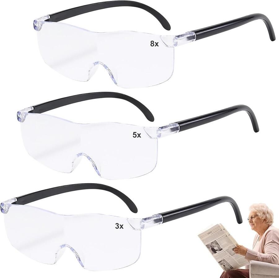 3 stuks 300% 500% 800% vergrotende brillen vergrootglas voor lezen 4 6 x 14 4 cm vergrotende harsbrillen draagbare vergrootglas voor lezen naaien knutselen ouderen