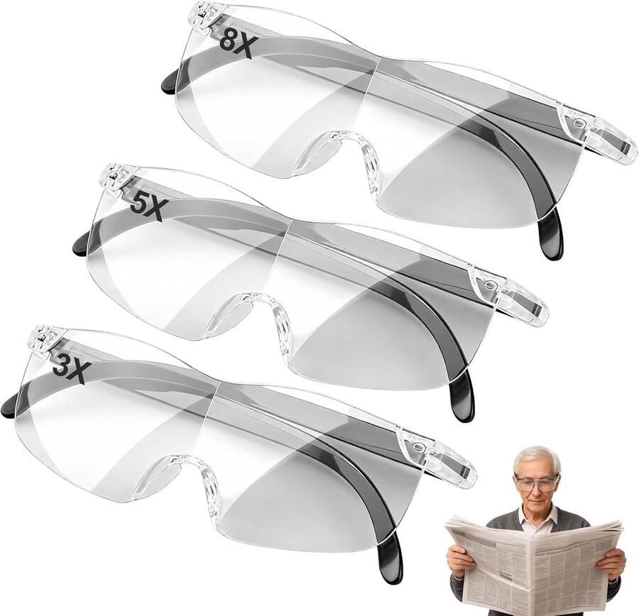 3 stuks 300% 500% 800% vergrotende loepbrillen anti-blauw licht loepbrillen voor sieraden maken handwerk brilhouders voor ouderen mannen lezen naaien reparaties horloge lichtgewicht en