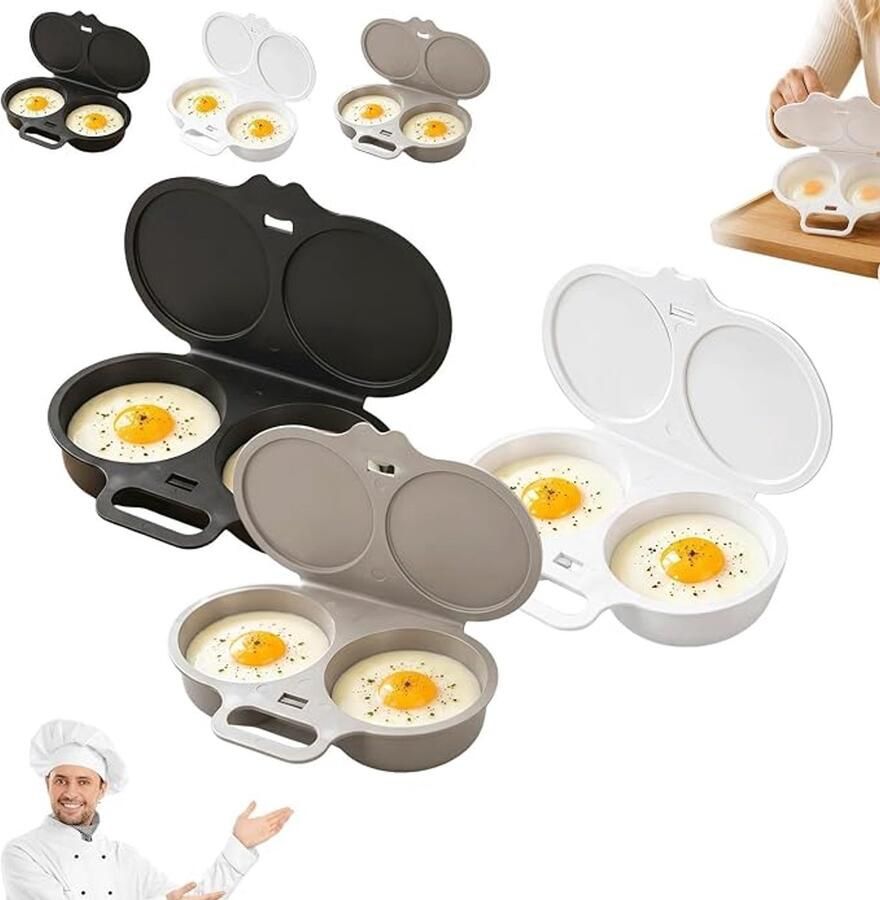 Cokar 3 stuks eierkoker magnetron eierkoker magnetron 1 persoon -eierkoker 2 eieren Keuken accessoire Snel en olievrij koken -onmisbare keukenallrounder ei pocheerder met deksel en handvat
